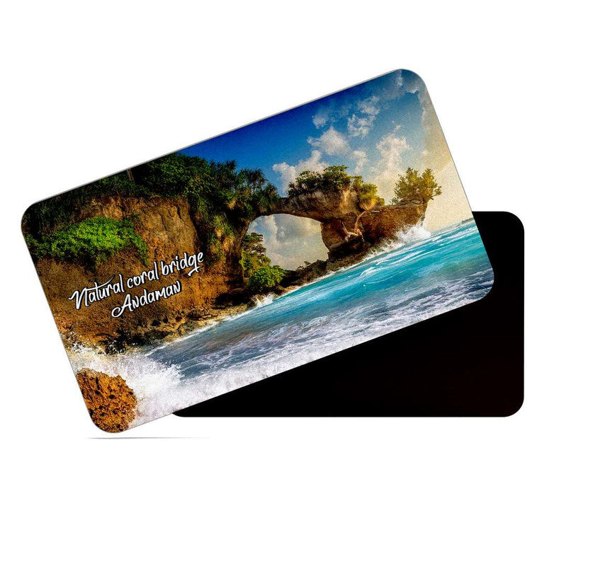 dhcrafts Rectangular Rubber Fridge Magnet / Magnetic Card Multicolor Andaman Natural Coral Bridge Design Pack of 1 (8.6cm x 5.4cm)